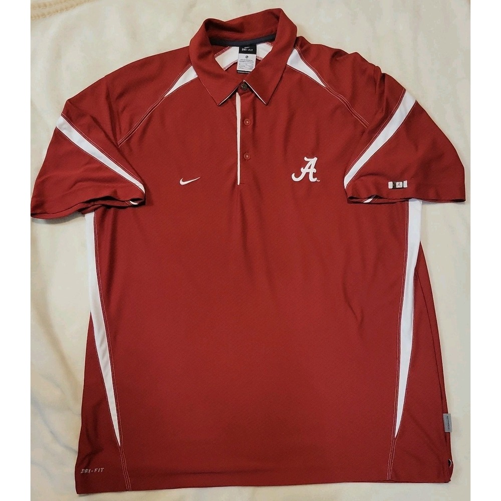 NIKE DRI FIT ALABAMA CRIMSON TIDE MENS DARK RED SHORT SLEEVE POLO SIZE XL